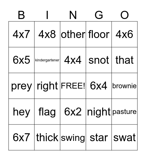 Brice's Bingo Card