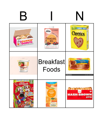 Breakfast Bingo Card