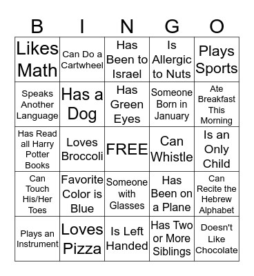 Find Someone Who Bingo Card