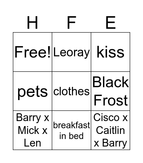 HFE Bingo Round 1 Bingo Card