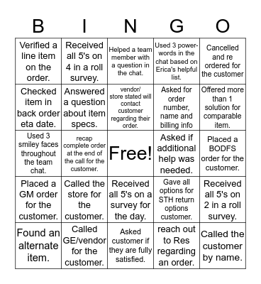 HOME DEPOT  Bingo Card
