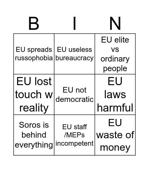 EU is bad bingo Card