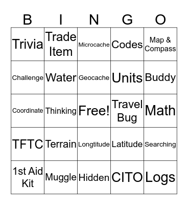 Geocaching Bingo Card