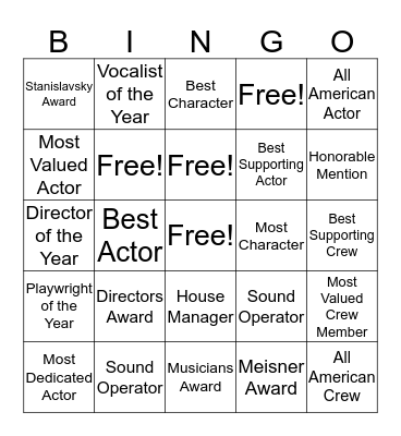 PANGS OF FREEDOM - Academy Awards Bingo Card