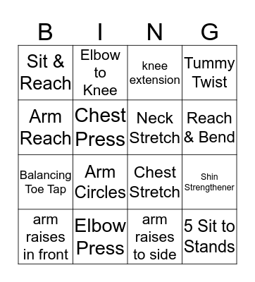 Fitness BINGO! Bingo Card