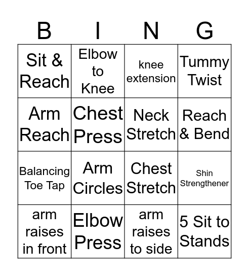 Fitness BINGO! Bingo Card