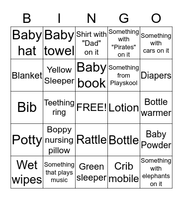 Baby Bingo Card