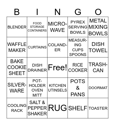 WEDDING GIFTS BINGO Card