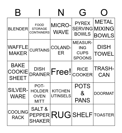 WEDDING GIFTS BINGO Card