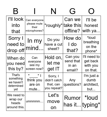 DLZ Conference Call Bingo! Bingo Card