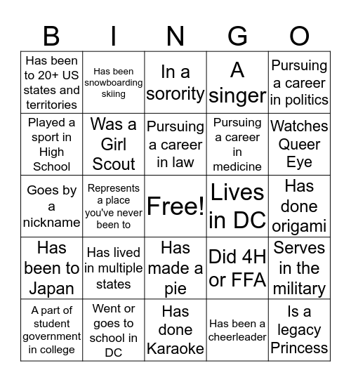 Cherry Blossom Princess Bingo Card