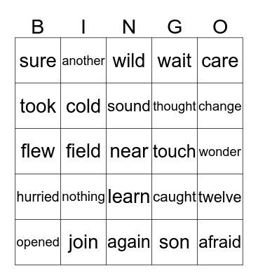 "Frog and Toad All Year" Word Power Words Bingo Card