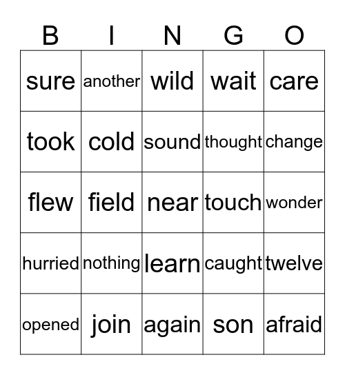 "Frog and Toad All Year" Word Power Words Bingo Card