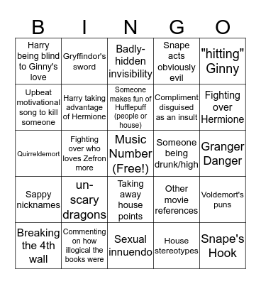 Very Potter Musical Bingo Card