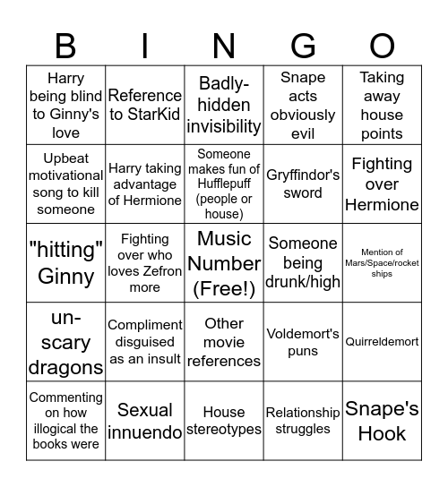 Very Potter Musical Bingo Card