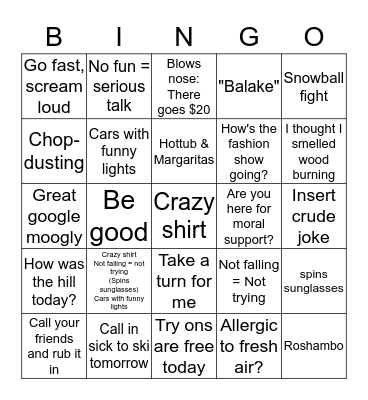 Chop Bingo Card