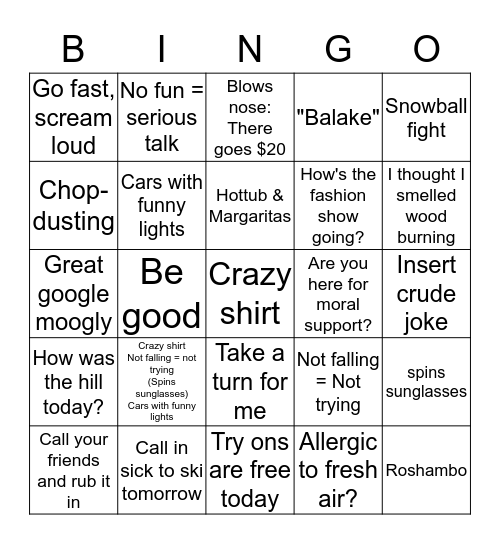 Chop Bingo Card