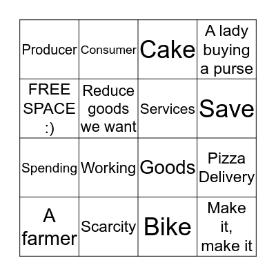 Economic Understanding Bingo Card