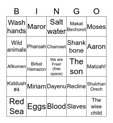 Passover Bingo! Bingo Card