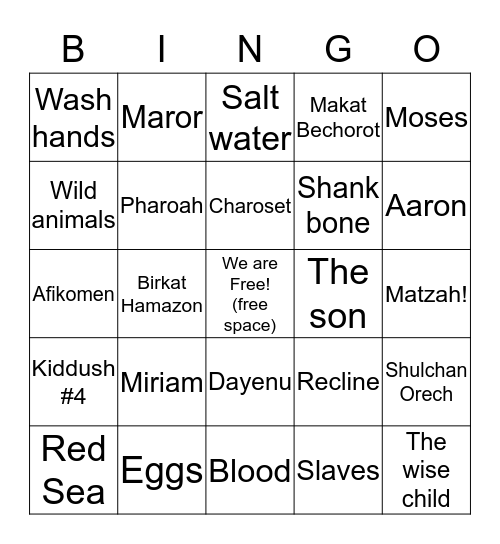 Passover Bingo! Bingo Card