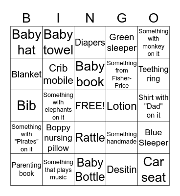 Baby Bingo Card