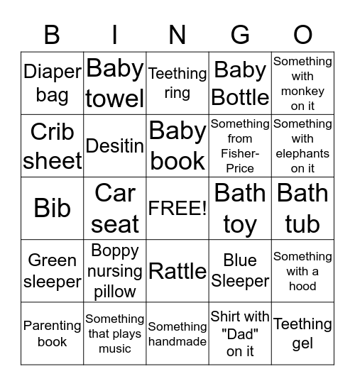 Baby Bingo Card