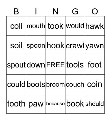 SIGHT WORD BINGO Card