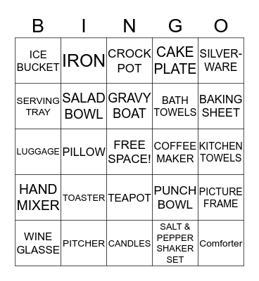 BRIDAL BINGO  Bingo Card