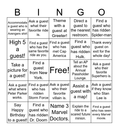 GSAT Bingo Card