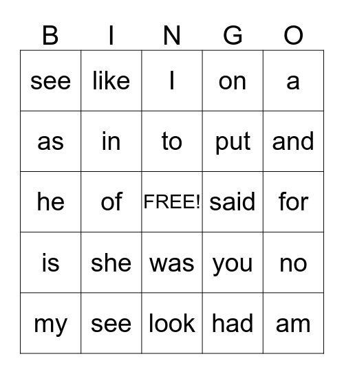 Muscle Word Bingo Card
