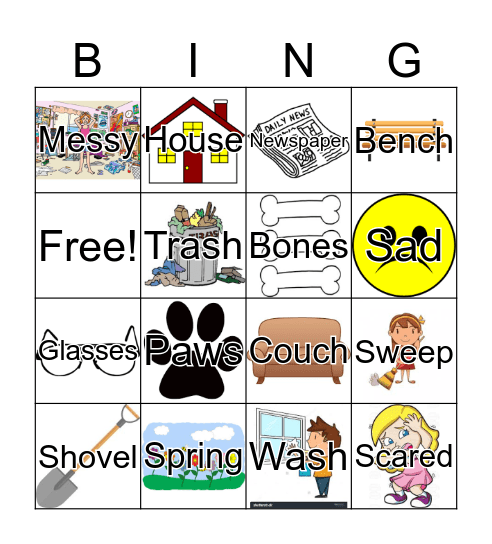 Clifford's Spring Clean Up (S, CH, SH) Bingo Card