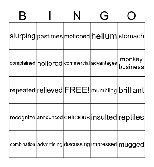 Tales of a Fourth Grade Nothing Bingo Card
