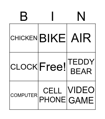 I WANT / I NEED Bingo Card