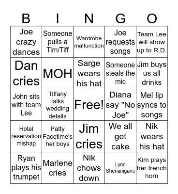 Dupuis Wedding Bingo Card