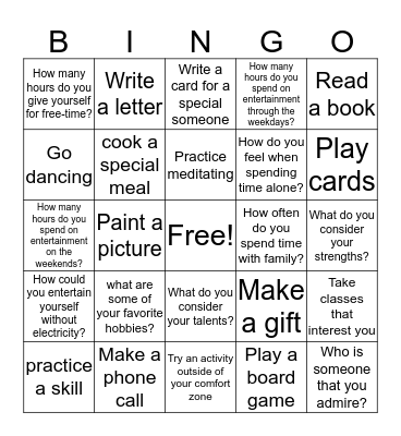 Without Media Entertainment  Bingo Card