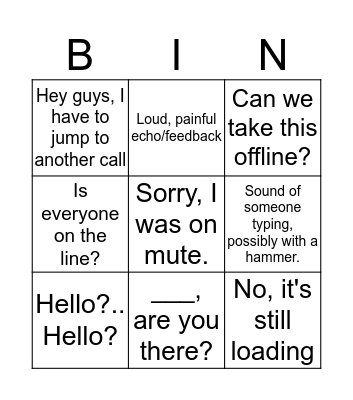 Conference Call Bingo  Bingo Card