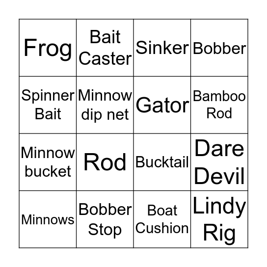 Fishing Draw Bingo Card