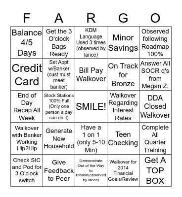 JANUARY WEEK ONE  Bingo Card