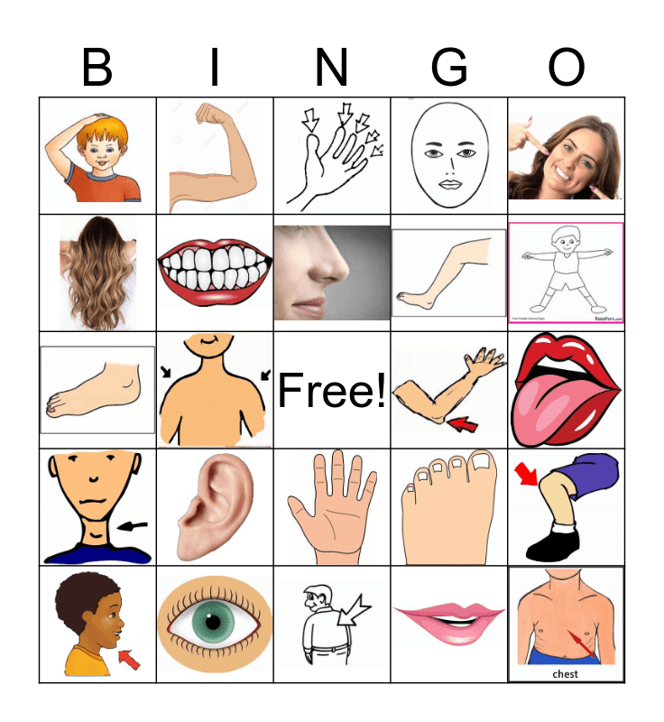 Parts of my body Bingo Card