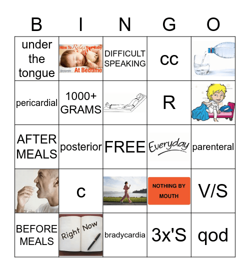 MEDICAL TERMINOLOGY Bingo Card