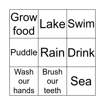Water Bingo Card