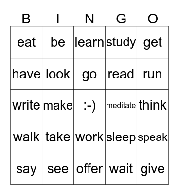 Simple Past Bingo - no. 2 Bingo Card