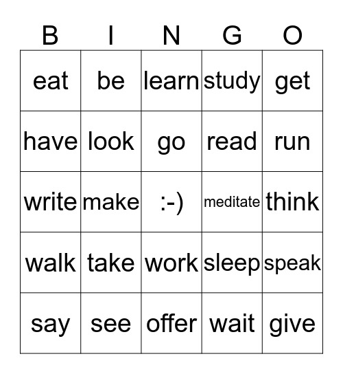 Simple Past Bingo - no. 2 Bingo Card