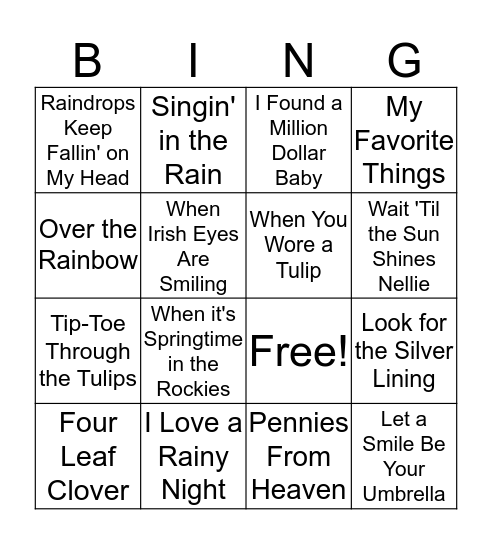 Spring Time Bingo Card