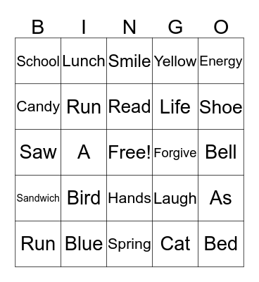 Sight Bingo Card