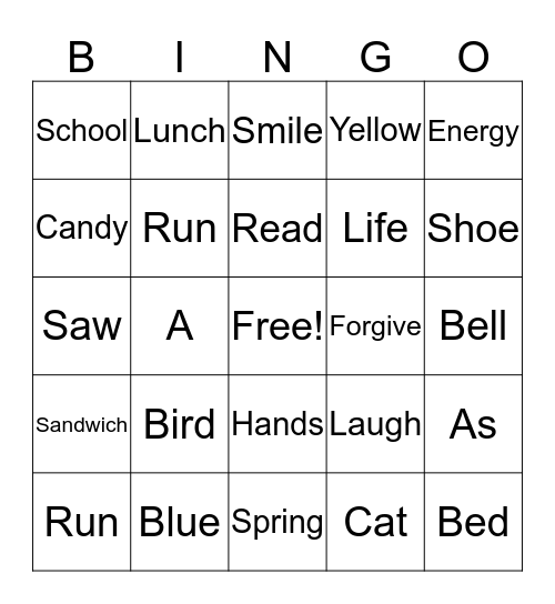 Sight Bingo Card