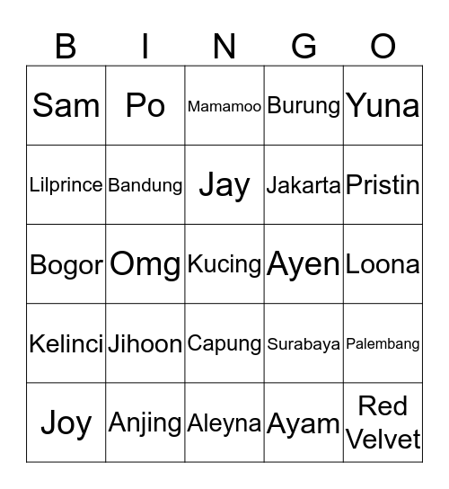 PUNYA KM_JOY96 Bingo Card