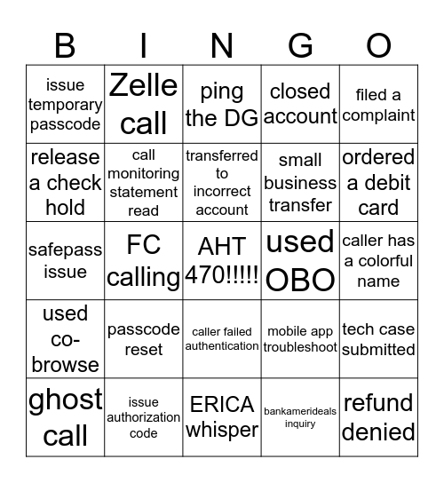 Bingo #1 Bingo Card