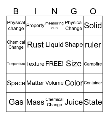 Matter Bingo Card