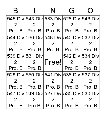 Div 2 Pro.B 550 - 527 Bingo Card